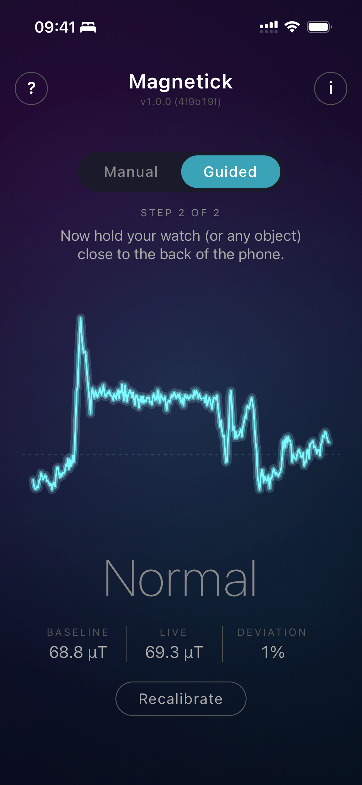 Magnetick showing a normal reading